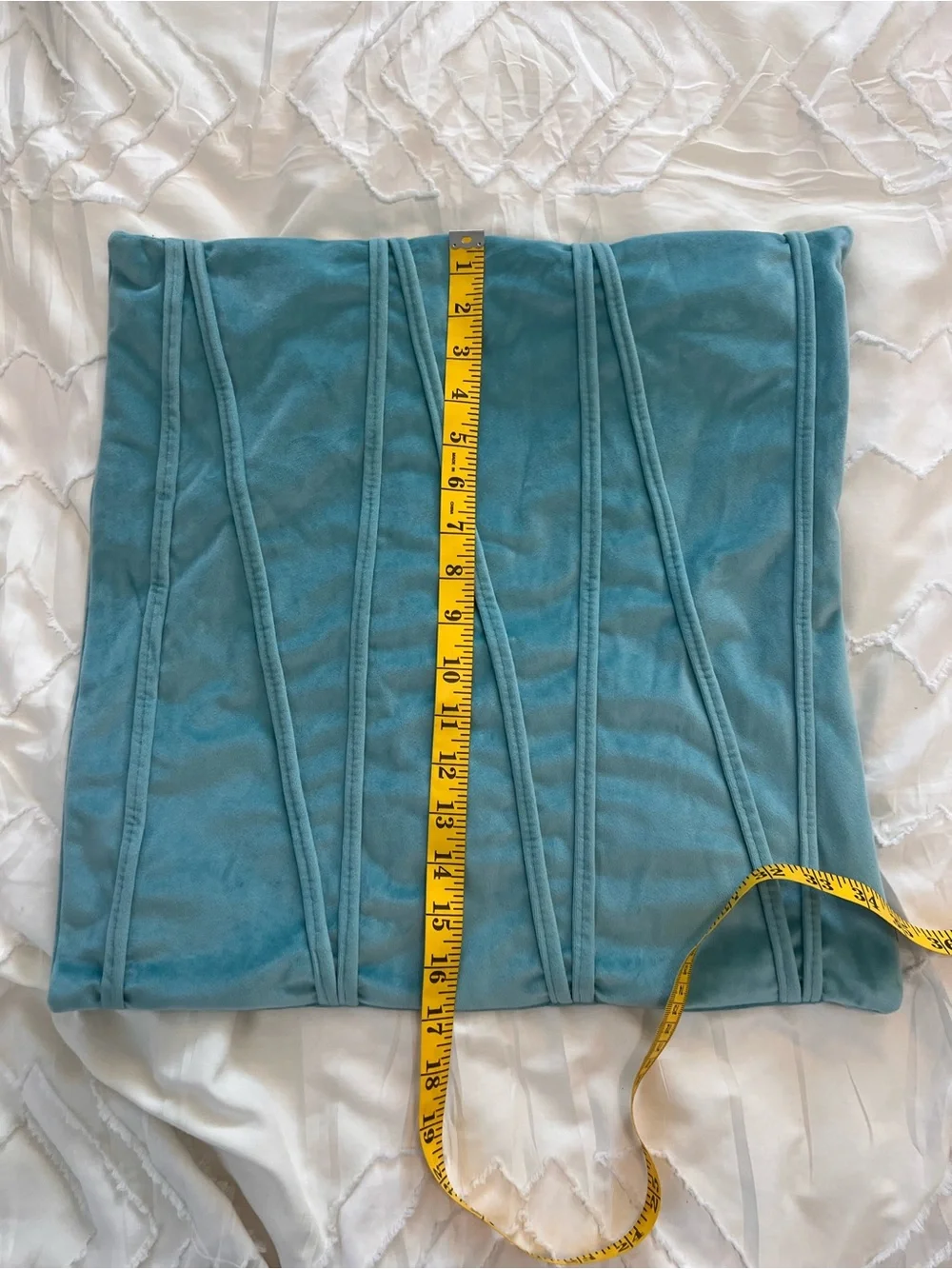 Set of 2 Aqua Blue Velvet Decorative Throw Pillow Covers 18x18 Zip Closure
